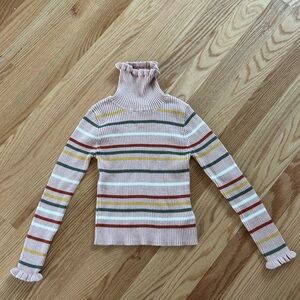 Girls Striped Turtleneck Sweater
